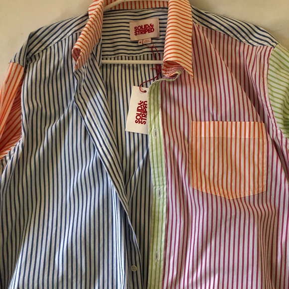SOLID & STRIPED Button down multi colorblock stripe shirt - Picture 2 of 3